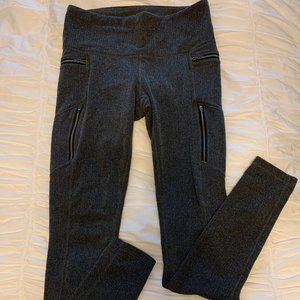 Tweed Gray Zip Athleta Leggings